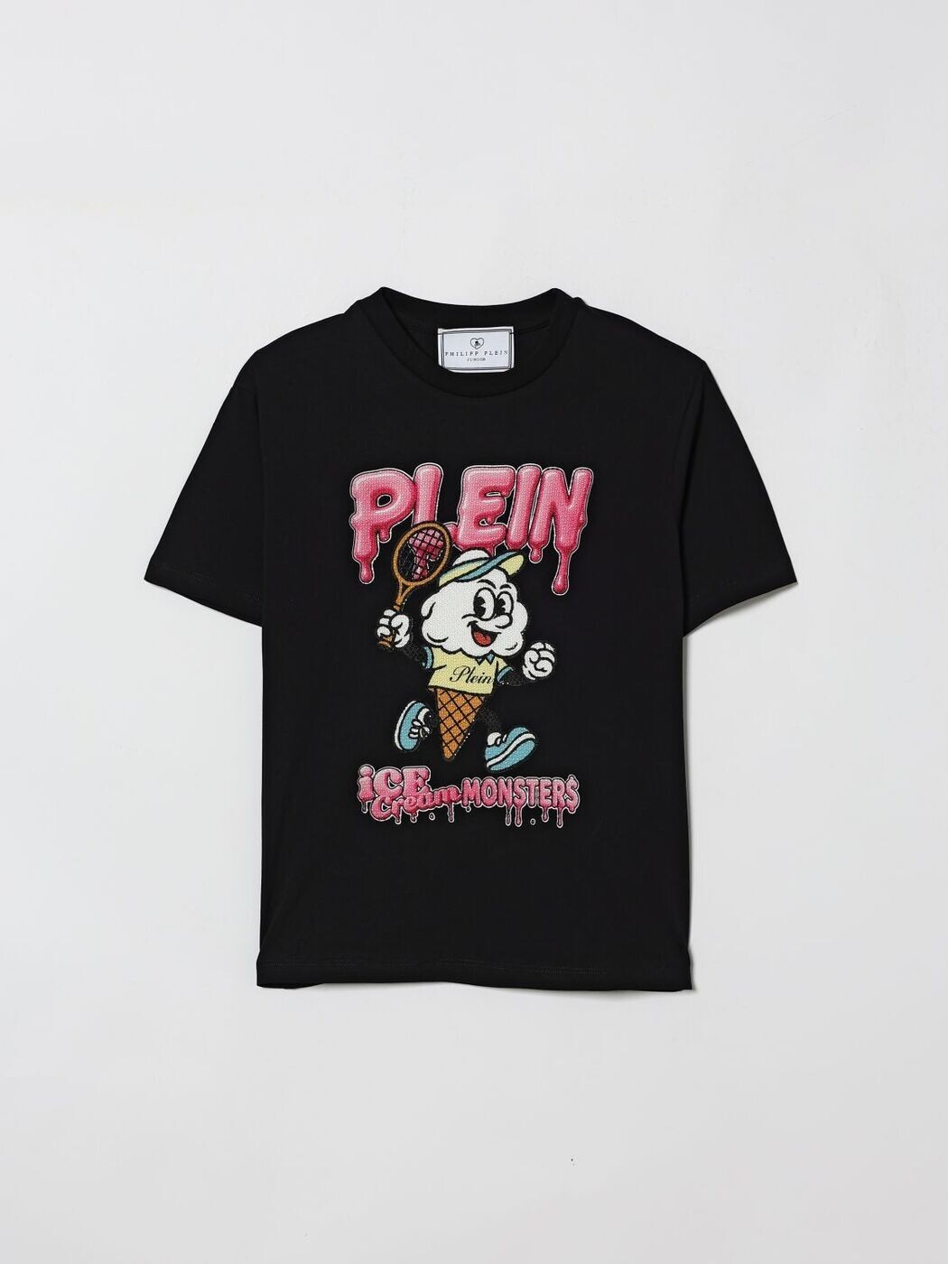 フィリップ 飾り気のない PHILIPP PLEIN ロング衣袂ティーシャツ ティーシャツ ガールズ 黒いこと Long sleeve t-shirts S6PHJGTH210 関税 貨物輸送無料 2026SS gi
