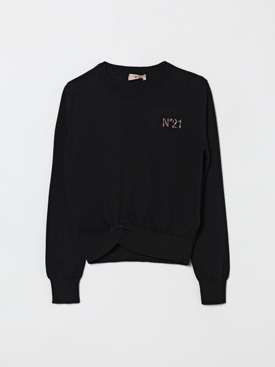ヌメロ ヴェントゥーノ N 21 クルーネックジャンパー 編み物御召しもの ガールズ 黒いこと Crew neck jumpers N210AZN0489 関税 貨物輸送無料 2026SS gi