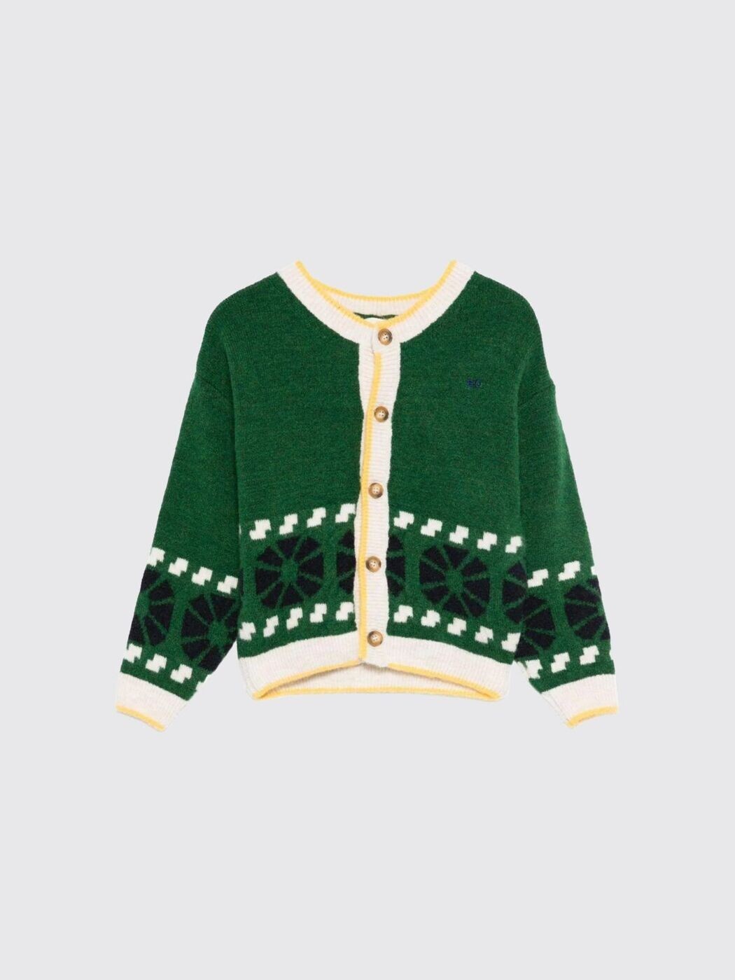 ボボショーズ BOBO CHOSES クルーネックジャンパー 編み物御召しもの ボーイズ 緑であること Crew neck jumpers 225AC114 関税 貨物輸送無料 2025AW gi