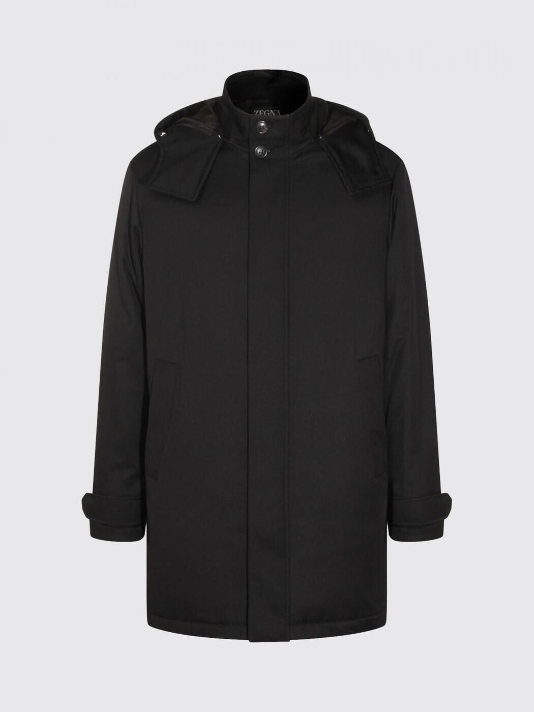 ゼニア ZEGNA トレンチ 厚地の外套 メンズ 黒いこと Coats and Trench UGTC5A2G336K 関税 貨物輸送無料 2025AW gi
