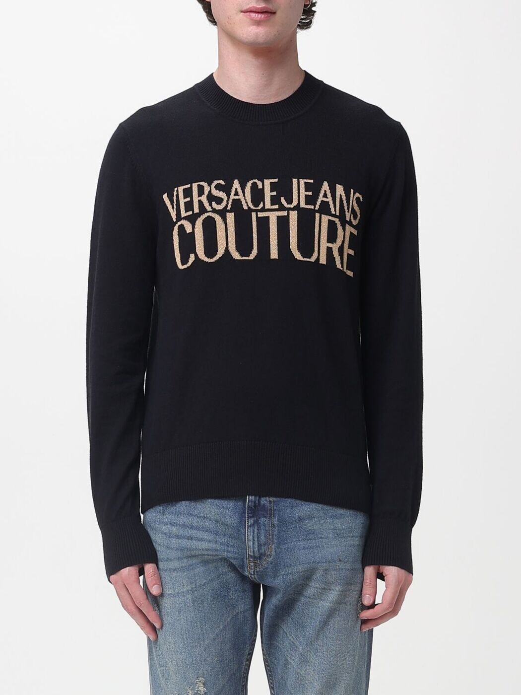 ヴェルサーチ ジーンズ クチュール VERSACE JEANS COUTURE セーター ニットウェア メンズ ブラック Knitwear 80GAFM01CM06H 関税 送料無料 2026SS gi
