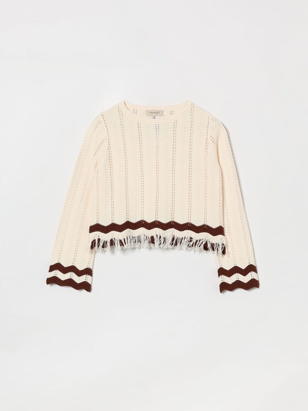 ツイン書き割り TWINSET クルーネックジャンパー 編み物御召しもの ガールズ 白いこと Crew neck jumpers 261GJ3024 関税 貨物輸送無料 2026SS gi