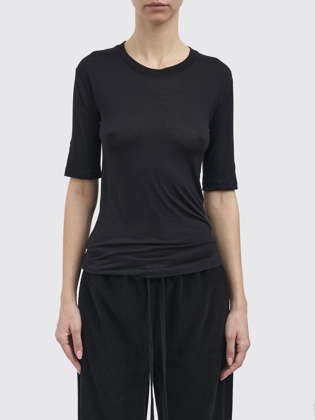トム・Cr THOM KROM スポーツシャツ プルオーバー レディース 黒いこと T-shirts and polo shirts WTS625BLACK 関税 貨物輸送無料 2026SS gi
