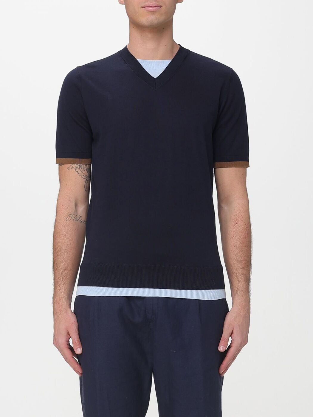 パオロペコラ PAOLO PECORA プルオーバー 編み物御召しもの メンズ 青味 Knitwear A014F100 Blue 関税 貨物輸送無料 2026SS gi