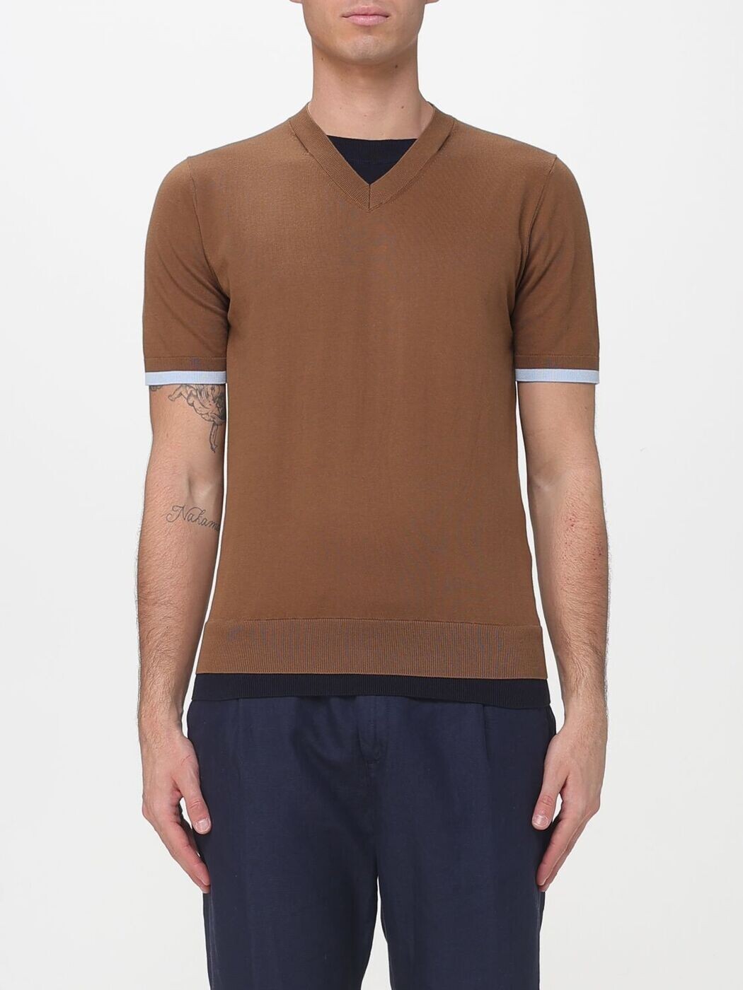 パオロペコラ PAOLO PECORA プルオーバー 編み物御召しもの メンズ 赤銅色 Knitwear A014F100 Brown 関税 貨物輸送無料 2026SS gi
