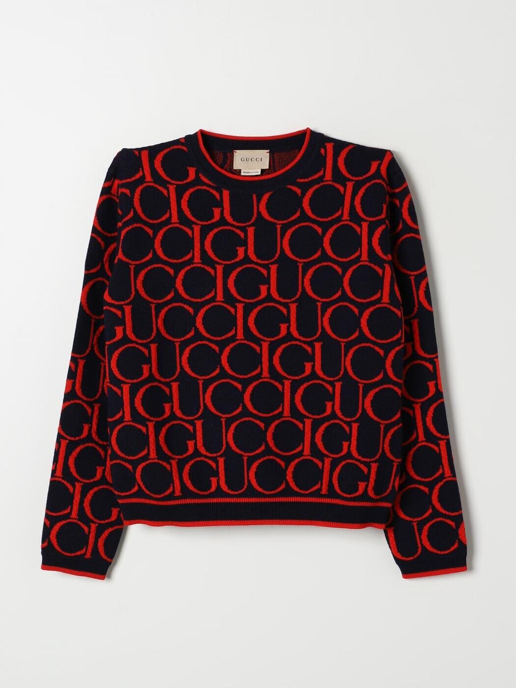 グッチ GUCCI クルーネックジャンパー 編み物御召しもの ガールズ 青碧 Crew neck jumpers 793234XKD6I 関税 貨物輸送無料 2025AW gi