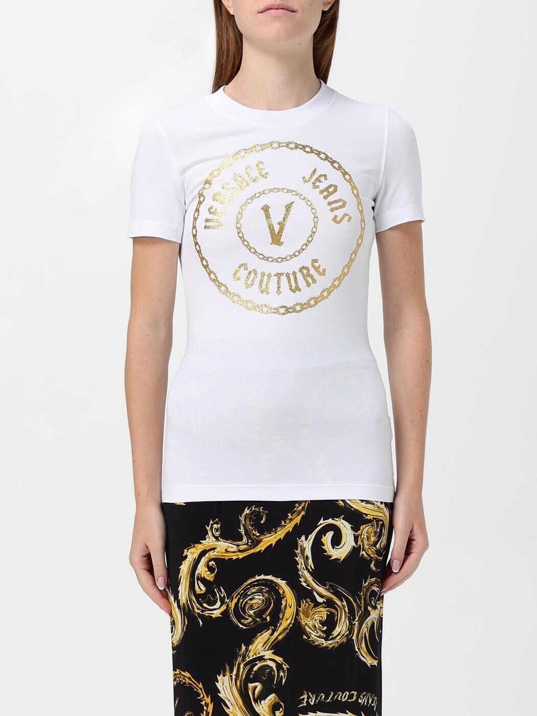 ヴェルサーチェ・ジーンズ・クチュール VERSACE JEANS COUTURE ポロシャツ Tシャツ レディース ホワイト T-shirts and polo shirts 77HAHT02CJ03T White 関税 送料無料 2025AW gi|BRANDSHOP「il Tesoro」