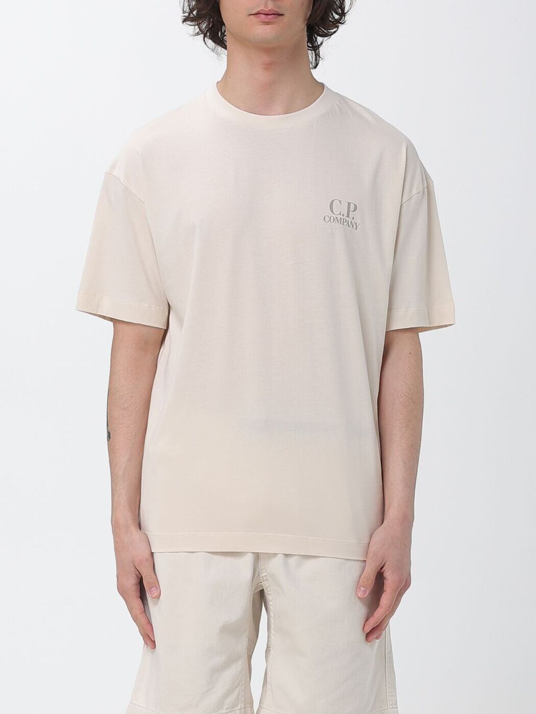 シーピー 貴社 CP COMPANY プルオーバー メンズ ベージュ T-shirts 20CMTS086A005100W 関税 貨物輸送無料 2026SS gi
