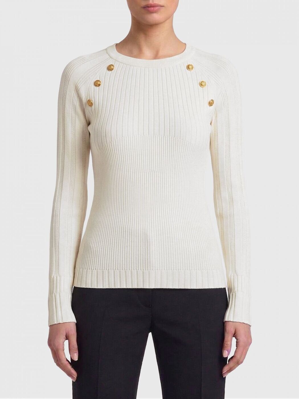 バルマン BALMAIN スウェーター 編み物お召しもの レディース 白いこと Knitwear GF1ARA60KJ45 関税 貨物輸送無料 2026SS gi