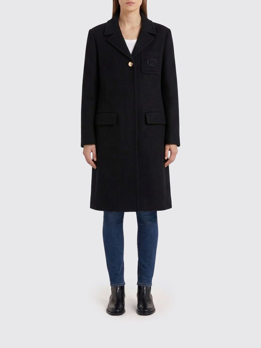 グッチ GUCCI トレンチコート 厚地の外套 レディース 黒いこと Coats and trench coats 851886ZARFV 関税 貨物輸送無料 2026SS gi