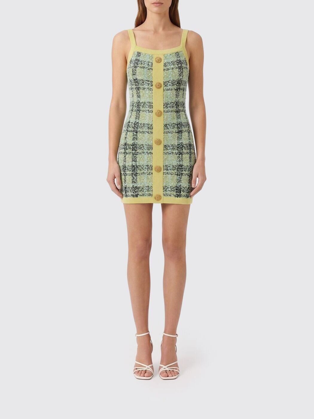 バルマン BALMAIN 衣裳 御召しもの レディース 黄色 Dresses GF1R4032KJ56 関税 貨物輸送無料 2026SS gi