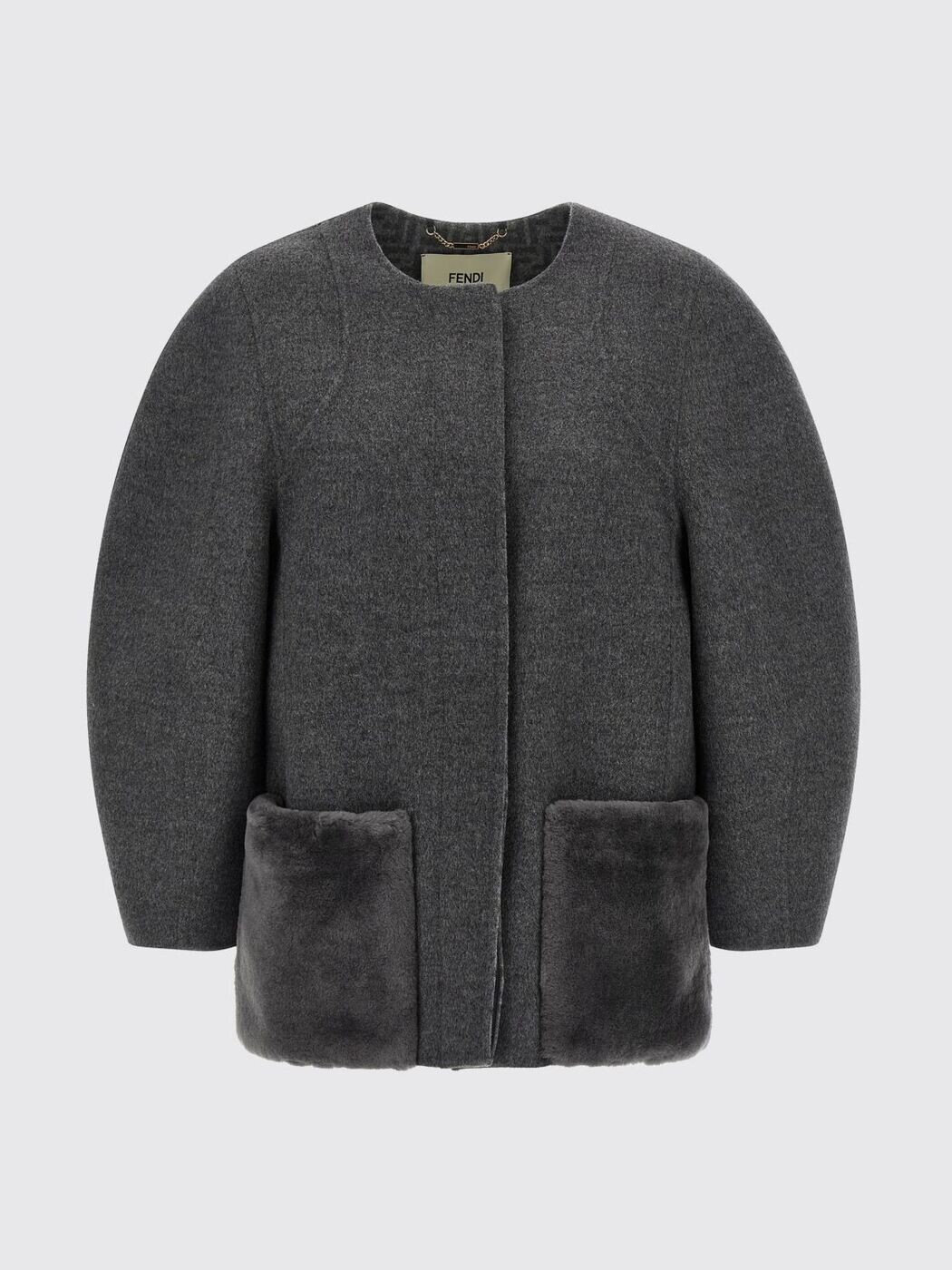 フェンディ FENDI トレンチコート 厚地の外套 レディース 薄墨色 Coats and trench coats FJ7647A5固定ディスク 関税 貨物輸送無料 2025AW gi