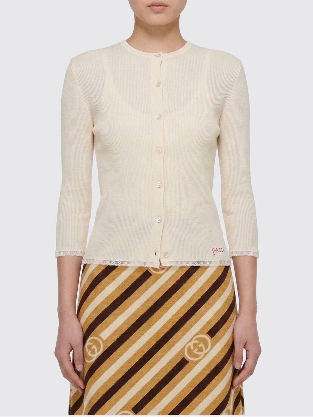 グッチ GUCCI プルオーバー 編み物御召しもの レディース 白いこと Knitwear 859076XKFF7 関税 貨物輸送無料 2026SS gi
