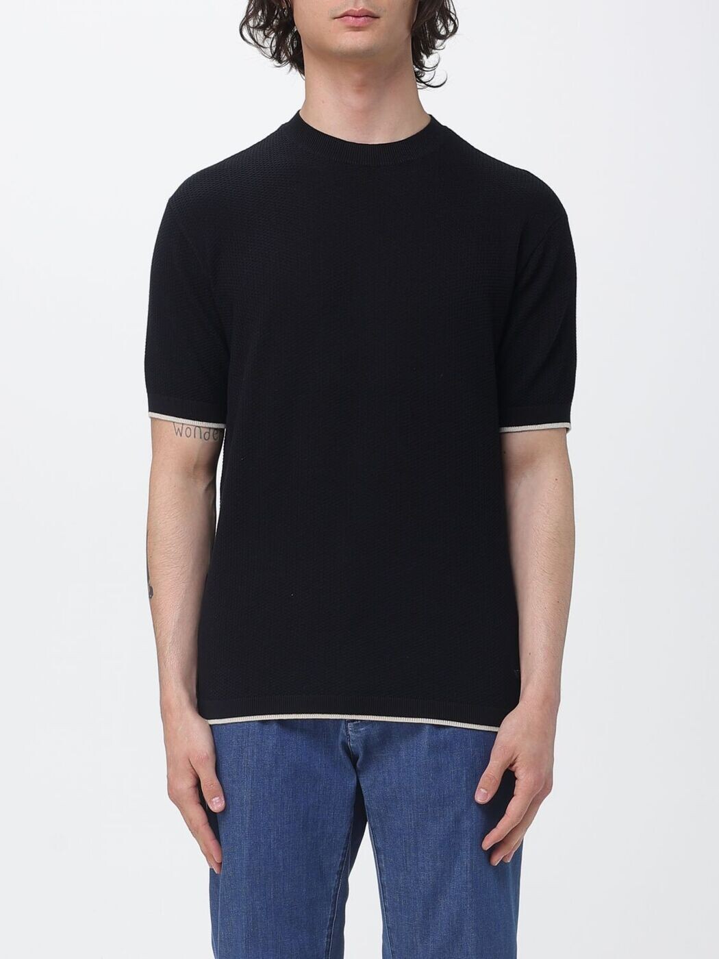 エン急性灰白髄炎 アルマーニ EMPORIO ARMANI プルオーバー 編み物御召しもの メンズ 青味 Knitwear EM005529AF25257 Blue 関税 貨物輸送無料 2026SS gi