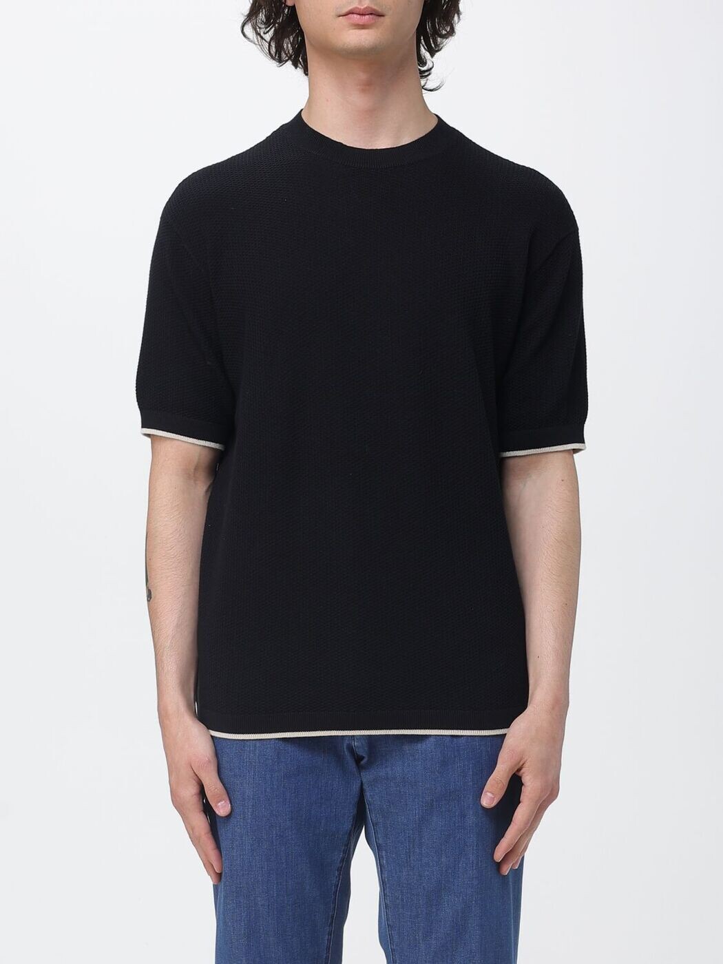 エン急性灰白髄炎 アルマーニ EMPORIO ARMANI プルオーバー 編み物御召しもの メンズ 黒いこと Knitwear EM005529AF25257 Black 関税 貨物輸送無料 2026SS gi
