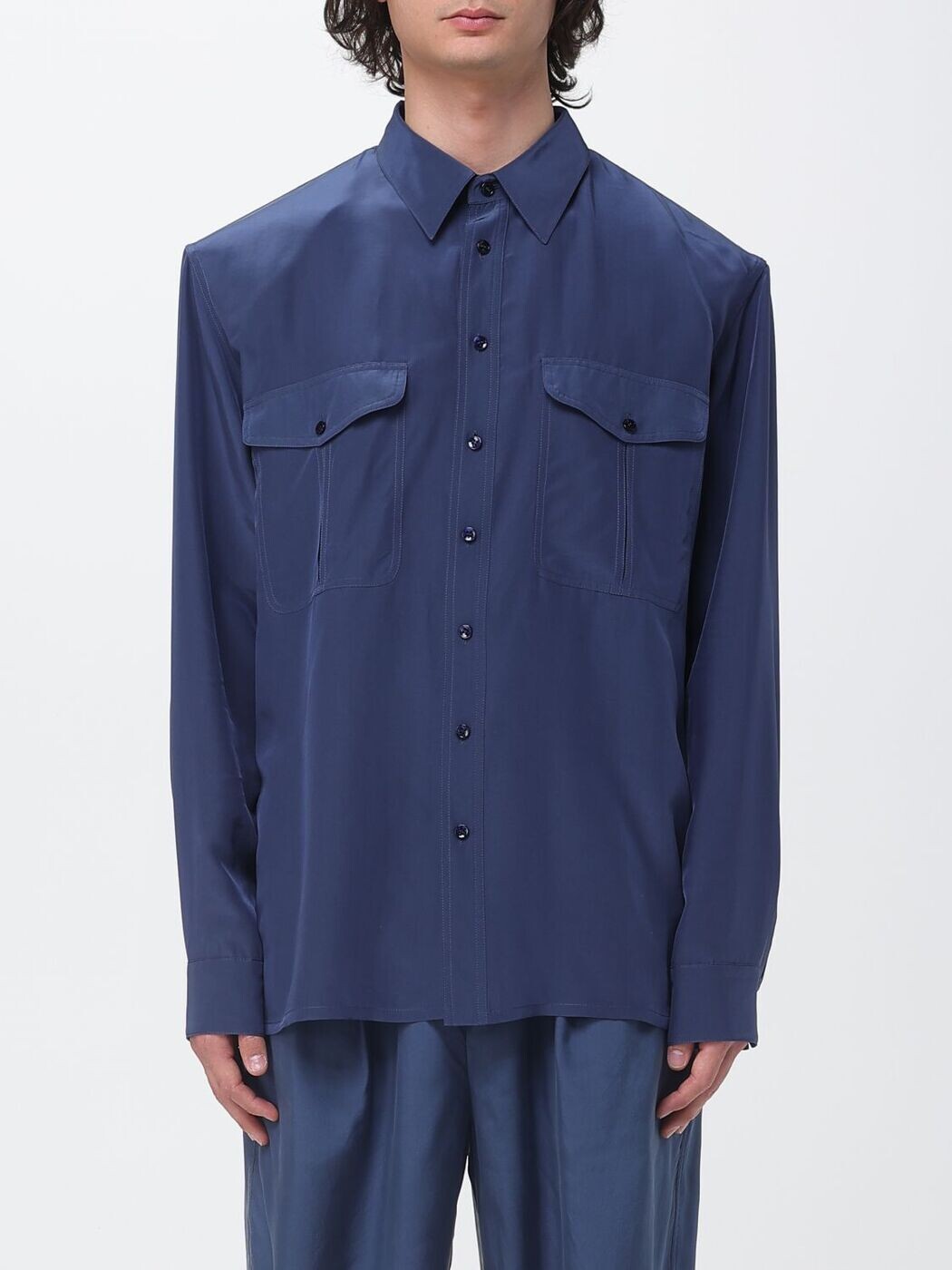 前日 サンローラン SAINT LAURENT PARIS プルオーバー メンズ 青碧 Shirts 854249Y2N49 関税 貨物輸送無料 2026SS gi