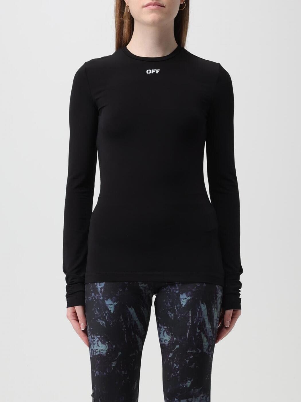 象牙色 OFF WHITE プルオーバー トップス レディース 黒いこと T-shirts and tops OWAD136C99JER005 関税 貨物輸送無料 2026SS gi
