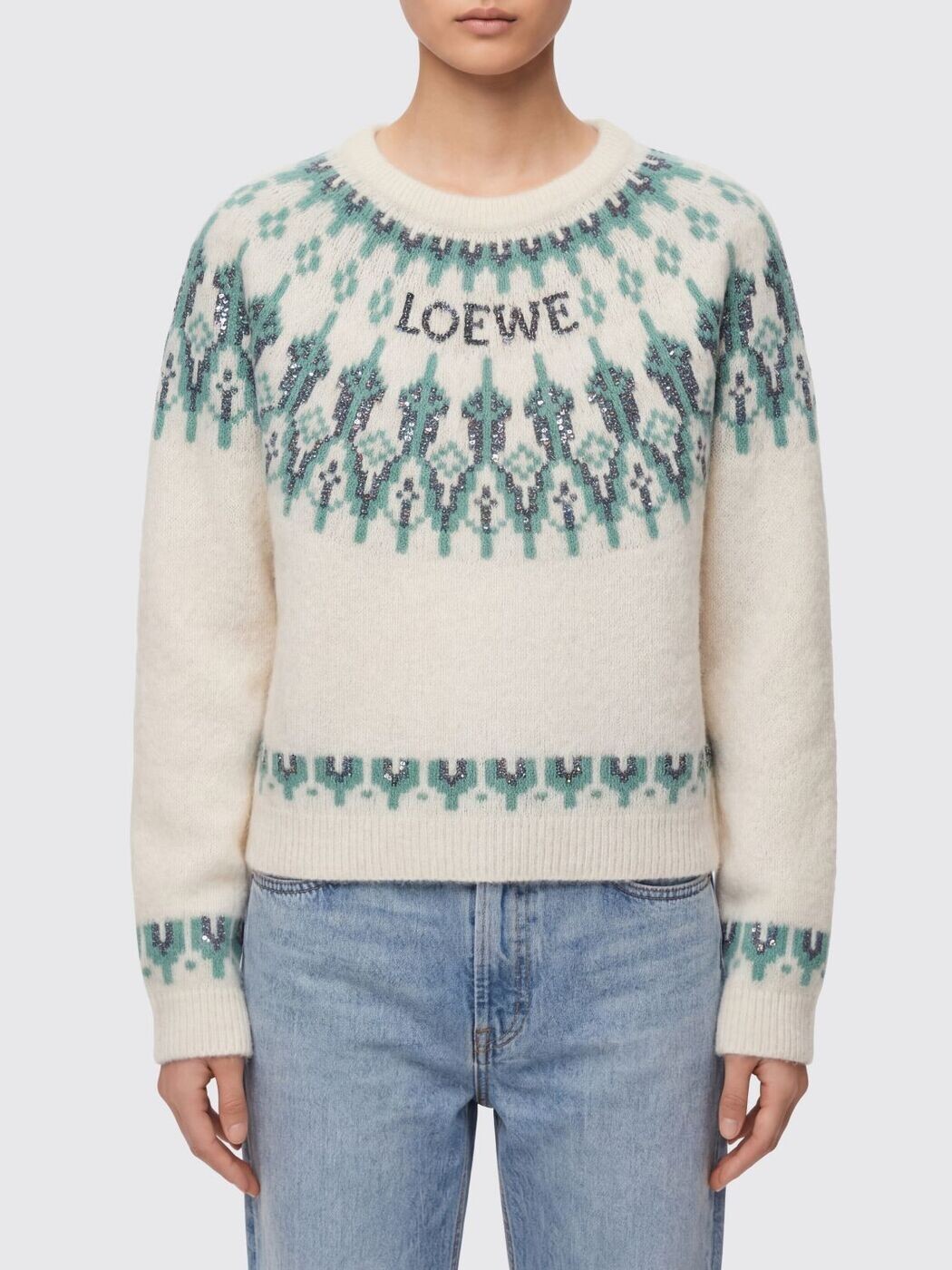 ロエベ LOEWE スウェーター 編み物お召しもの レディース 白いこと Knitwear S359Y14KIB 関税 貨物輸送無料 2026SS gi
