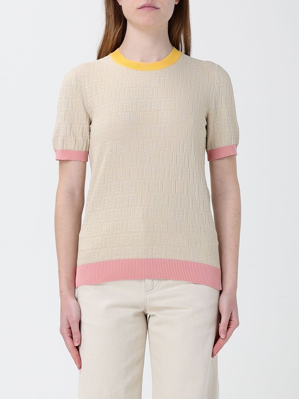 フェンディ FENDI スウェーター 編み物お召しもの レディース ベージュ Knitwear FZXE94AW4S 関税 貨物輸送無料 2026SS gi