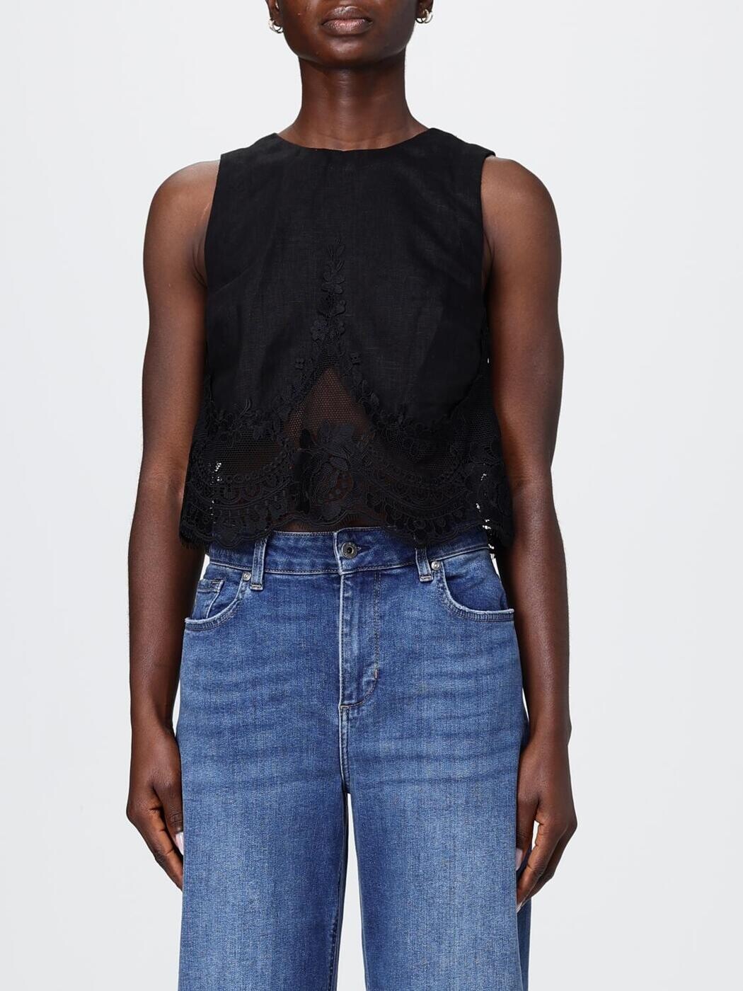 ツイン仕掛ける TWINSET プルオーバー トップス レディース 黒いこと T-shirts and tops 261TT2182 関税 貨物輸送無料 2026SS gi