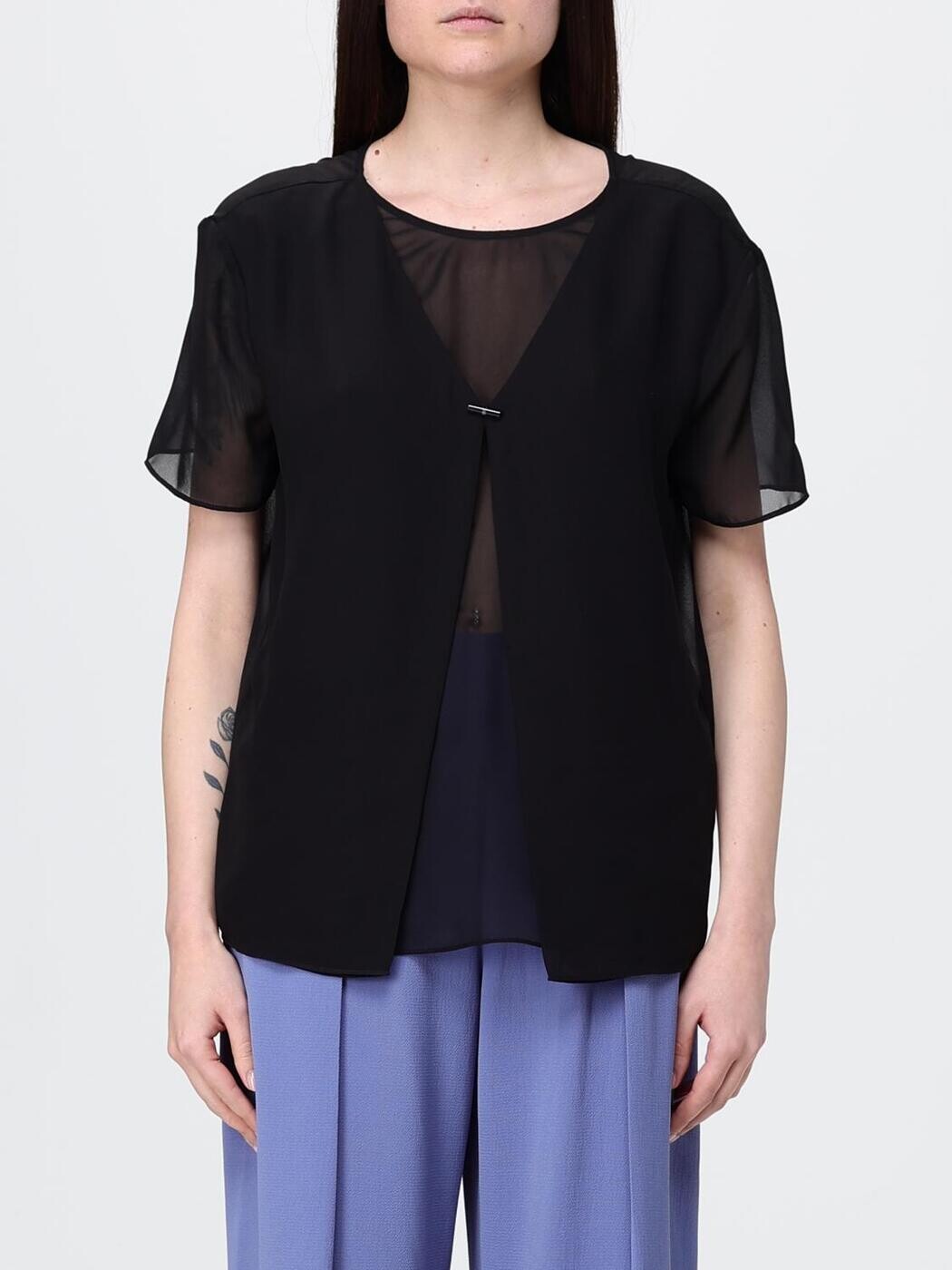エンポリオ アルマーニ EMPORIO ARMANI Tシャツ トップス レディース ブラック T-shirts and tops EW003333 AF10209 Black 関税 送料無料 2026SS gi｜BRANDSHOP「il Tesoro」