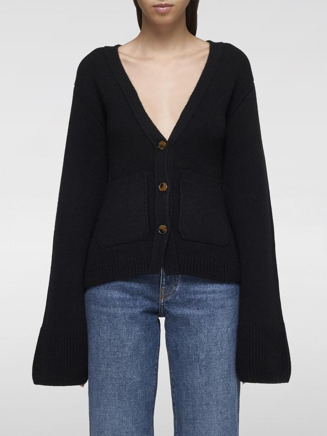 紙凧 KHAITE プルオーバー 編み物御召しもの レディース 黒いこと Knitwear 8267600K600 関税 貨物輸送無料 2026SS gi