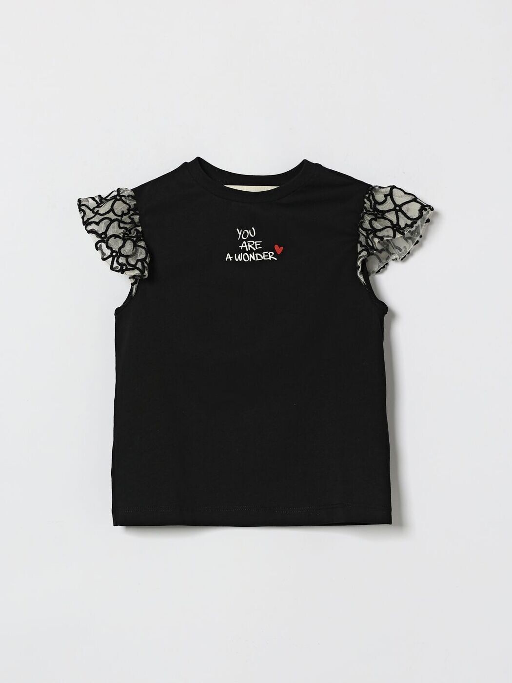 シモネッタ SIMONETTA KIDS ロング捩りプルオーバー プルオーバー ガールズ 黒いこと Long sleeve t-shirts SY8A01Z3186 関税 貨物輸送無料 2026SS gi