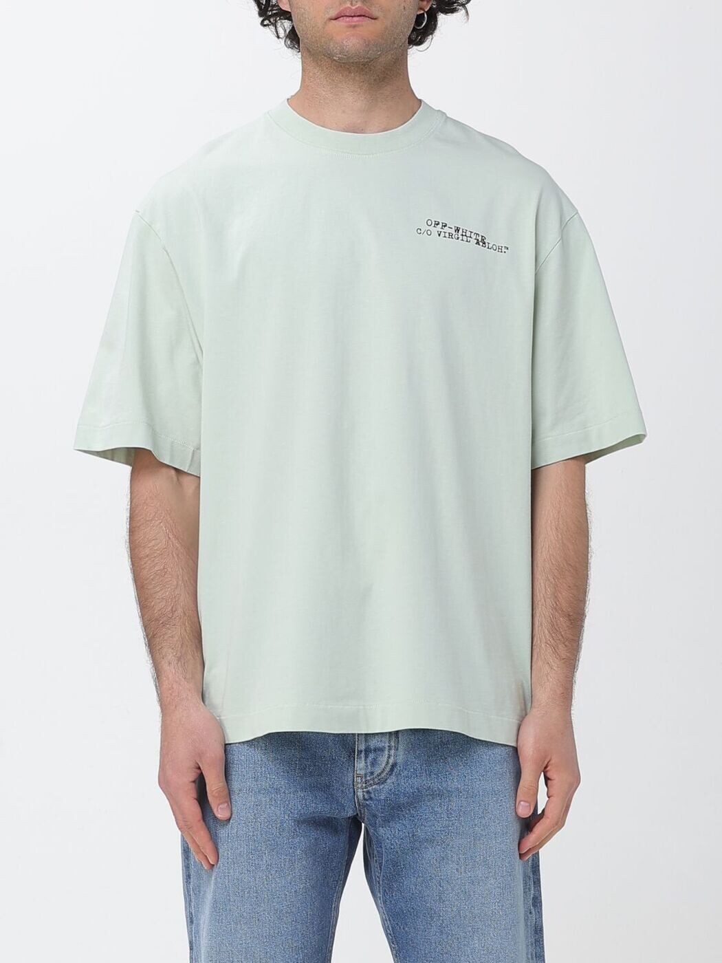 象牙色 OFF WHITE プルオーバー メンズ 緑であること T-shirts 44MAA120S26J00S330 関税 貨物輸送無料 2026SS gi