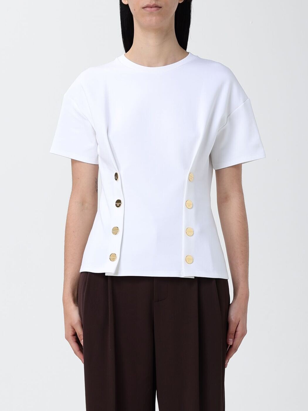 エリザベッタ フランキ ELISABETTA FRANCHI スポーツシャツ プルオーバー レディース 白いこと T-shirts and polo shirts MA00461E2 関税 貨物輸送無料 2026SS gi