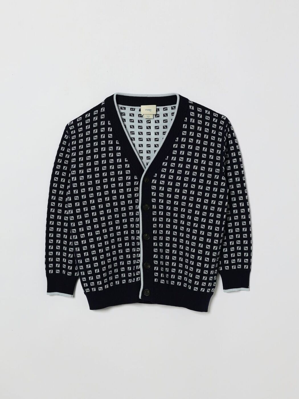 FENDI FENDI クルーネックジャンパー 編み物御召しもの ボーイズ 青碧 Crew neck jumpers JUG203AYMY 関税 貨物輸送無料 2026SS gi