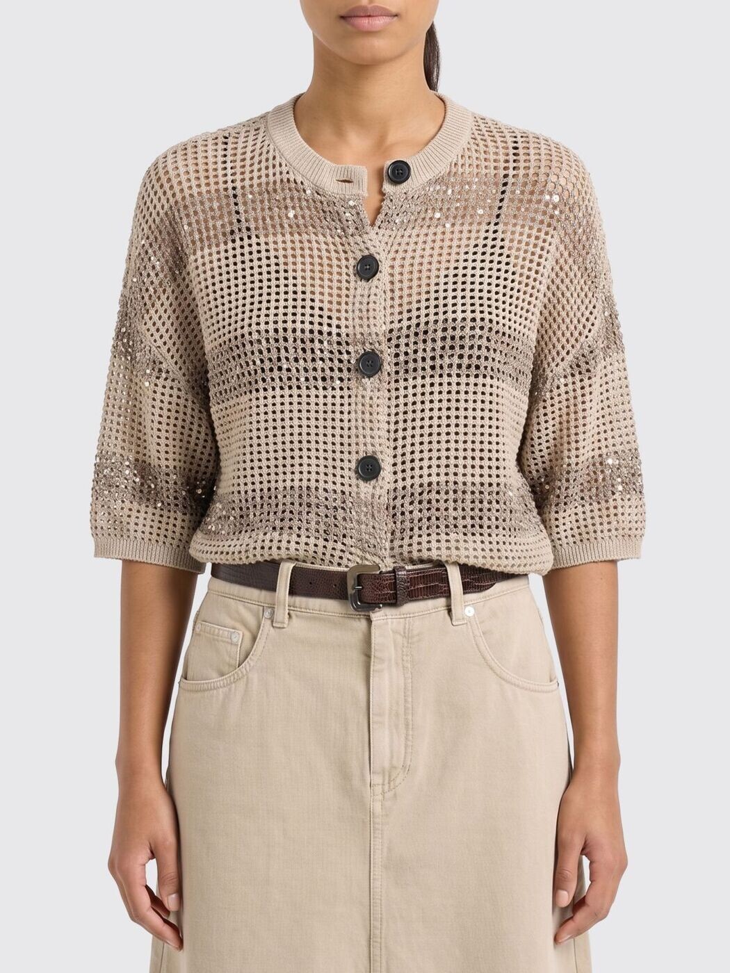 ブルネロクチネリ BRUNELLO CUCINELLI プルオーバー 編み物御召しもの レディース ゴールド Knitwear M58772826 関税 貨物輸送無料 2026SS gi