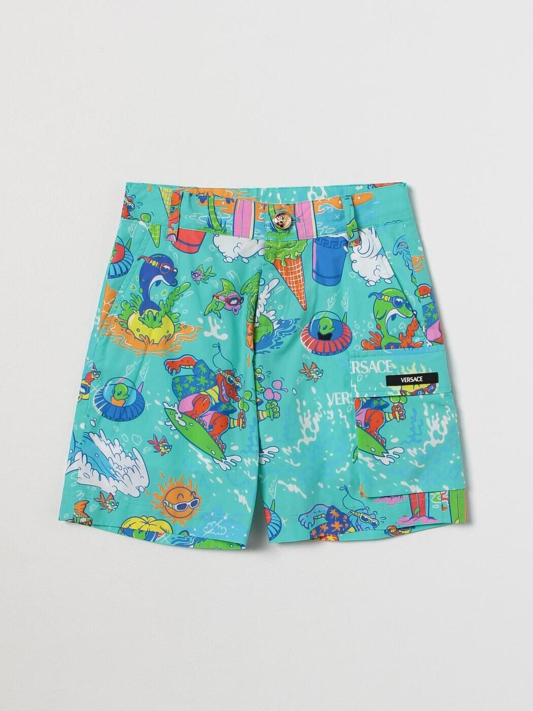 ヴェルサーチェ VERSACE 遊撃手ズボン下 ズボン下 さる股引き ボーイズ 緑であること Shorts 10077991A05557 関税 貨物輸送無料 2025AW gi