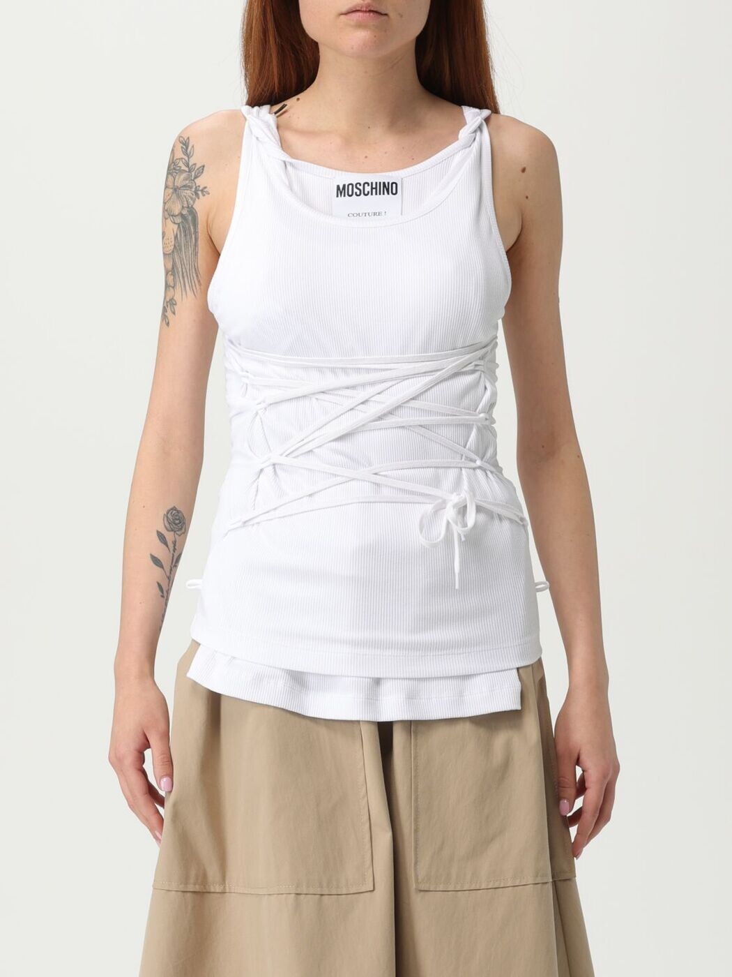 モスキーノクチュール MOSCHINO COUTURE ポロシャツ Tシャツ レディース ホワイト T-shirts and polo shirts 12060445 White 関税 送料無料 2025SS gi|BRANDSHOP「il Tesoro」