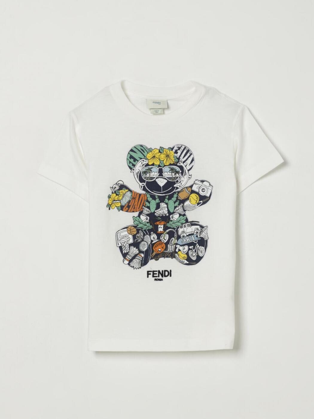 FENDI FENDI ロング衣袂ティーシャツ ティーシャツ ボーイズ 白いこと Long sleeve t-shirts JMI4887AJ 関税 貨物輸送無料 2025AW gi