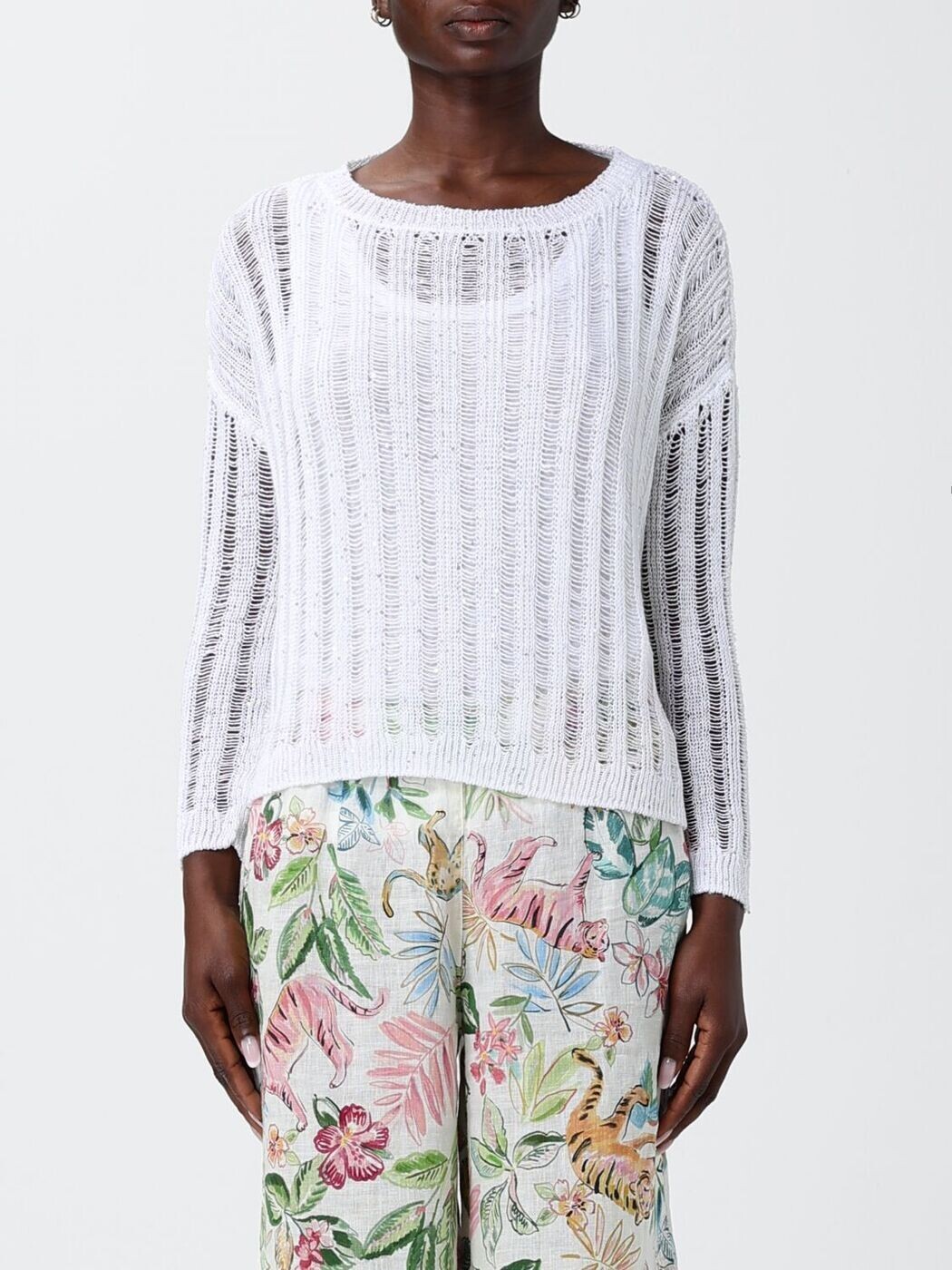120100分率リノ 120% LINO スウェーター 編み物御召しもの レディース 白いこと Knitwear 33ALIW39FH000G49633ALIW 関税 貨物輸送無料 2026SS gi