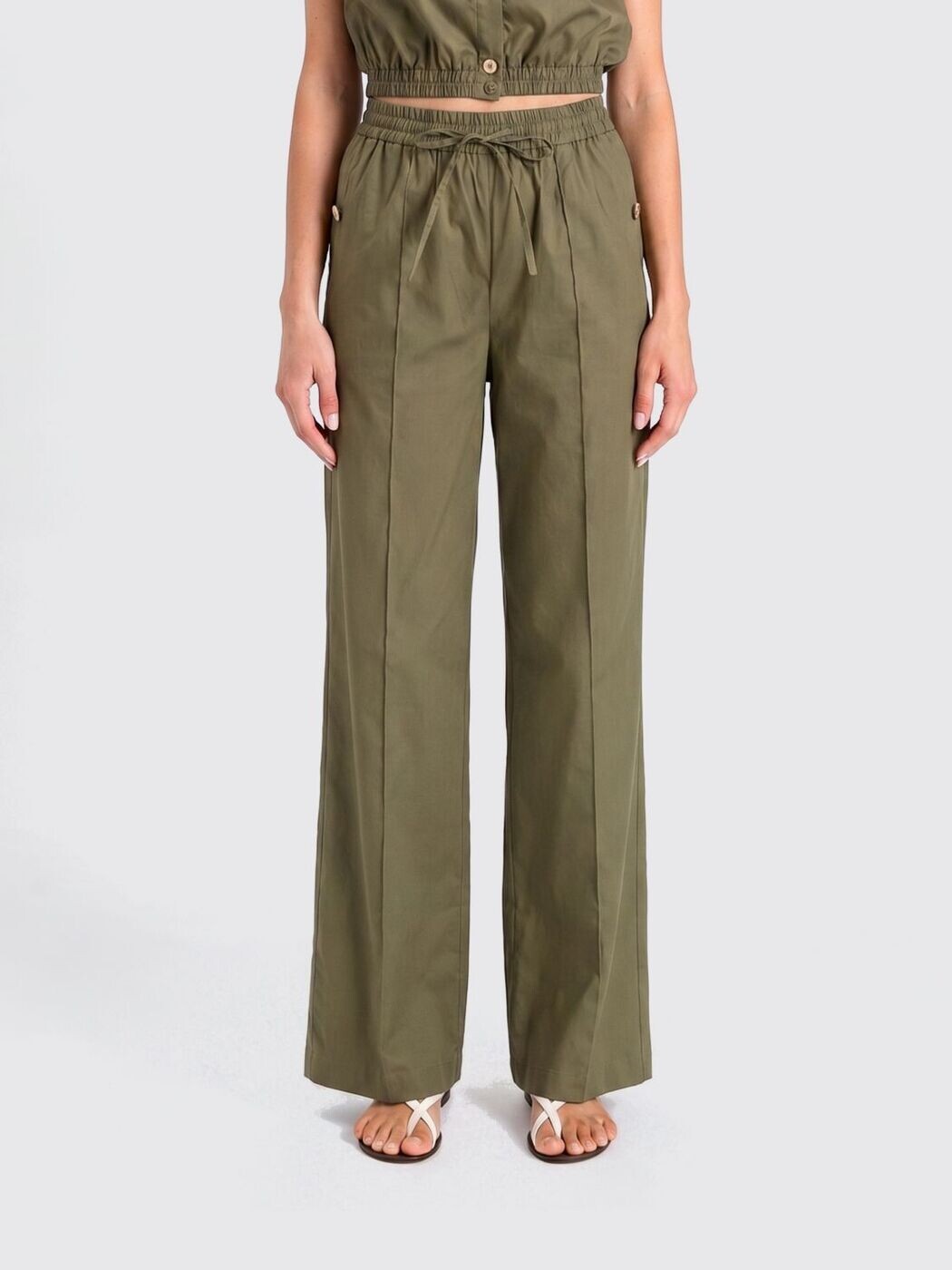 ツイン仕掛ける TWINSET ズボン ズボン下 レディース 緑であること Trousers 261TT2231 関税 貨物輸送無料 2026SS gi