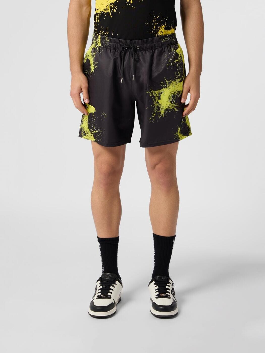 飾り気の無い運動競技 PLEIN SPORT さる股引き メンズ 黒いこと Shorts UAECMMT0405SXV005N 関税 貨物輸送無料 2026SS gi