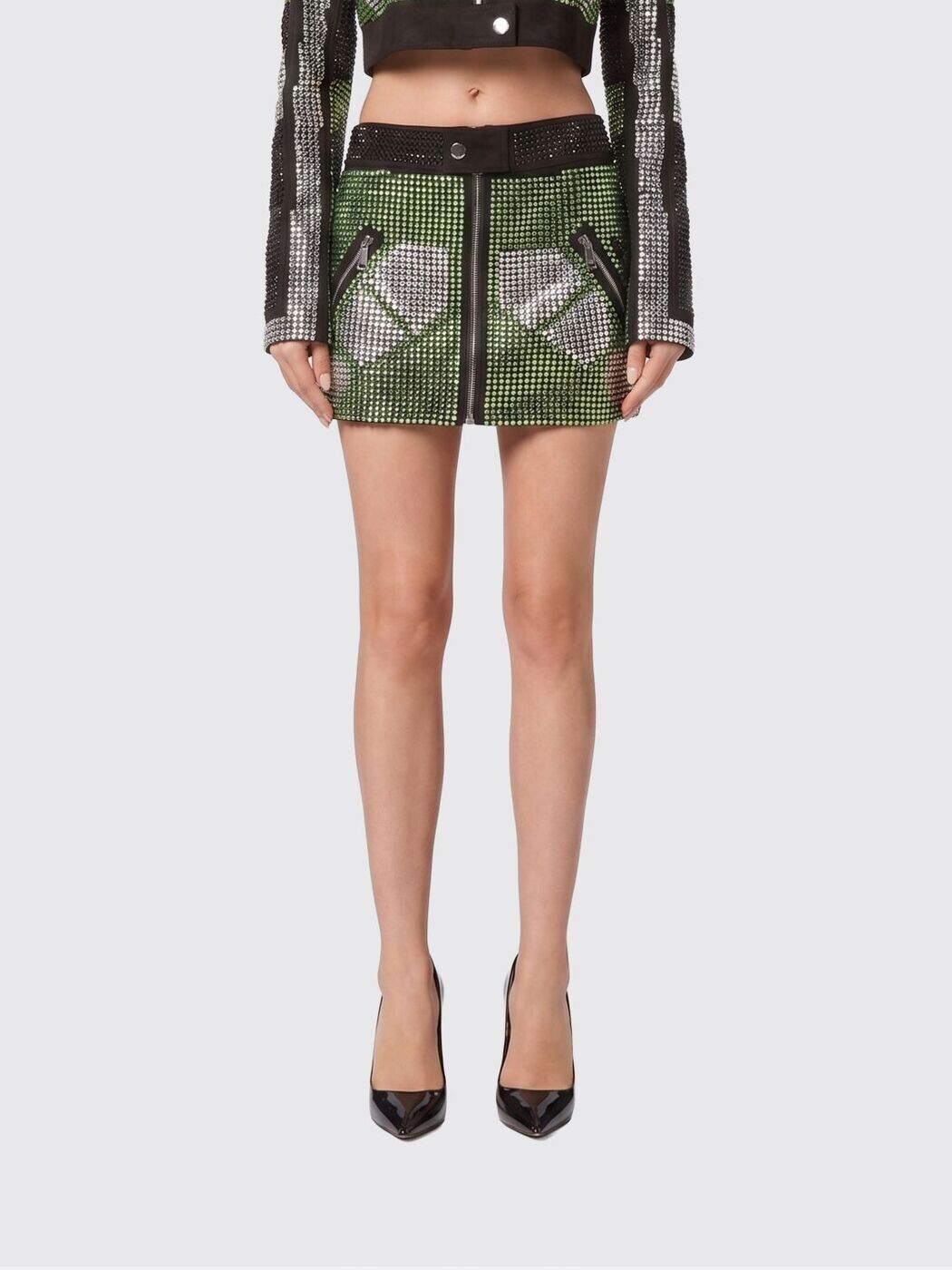 フィリップ飾り気の無い PHILIPP PLEIN スコート レディース 緑であること Skirts AADCWLV0103PLE010N 関税 貨物輸送無料 2026SS gi