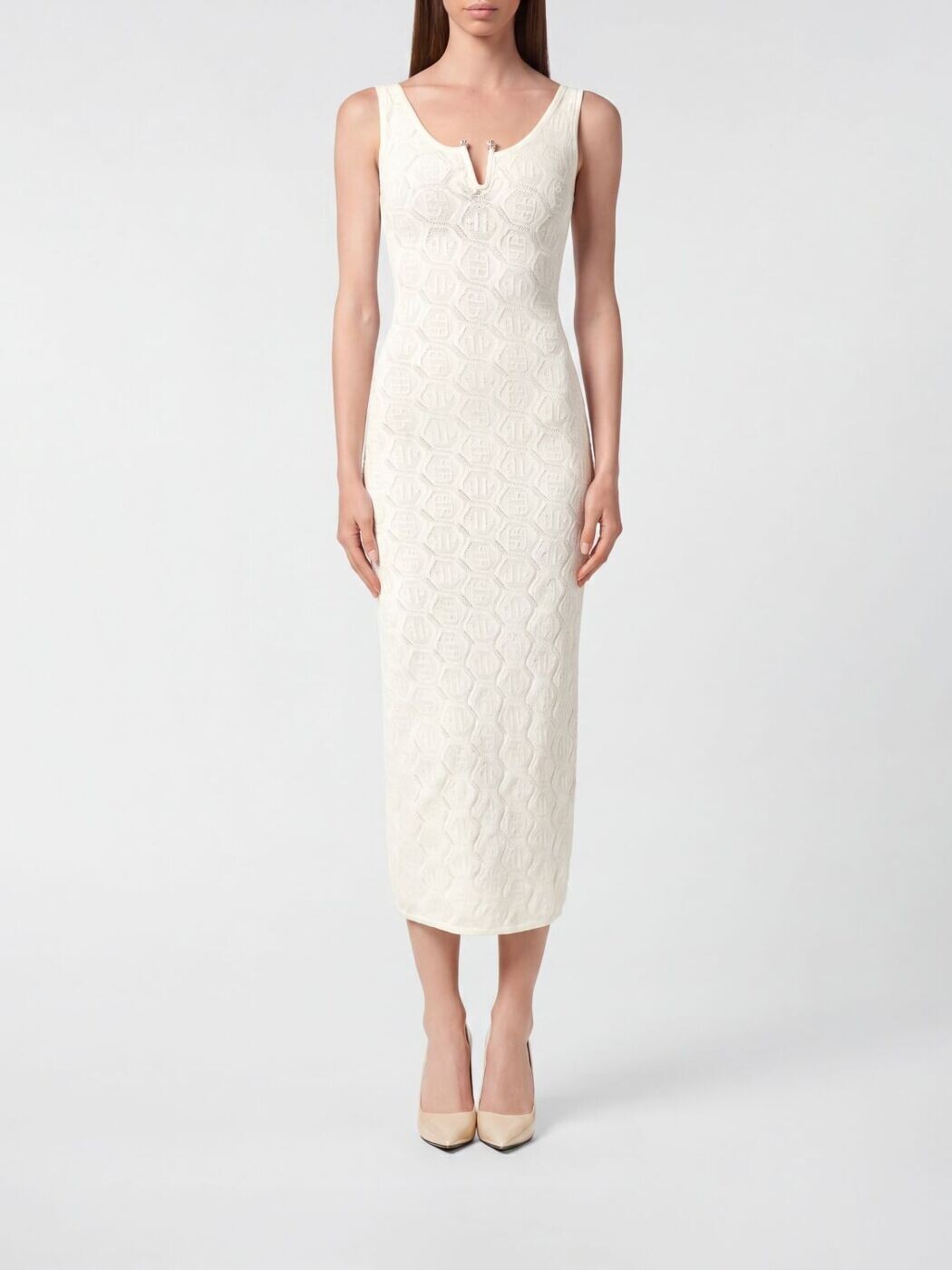 フィリップ飾り気の無い PHILIPP PLEIN 衣裳 御召しもの レディース 白いこと Dresses PAECWKG0408PKN002N 関税 貨物輸送無料 2026SS gi