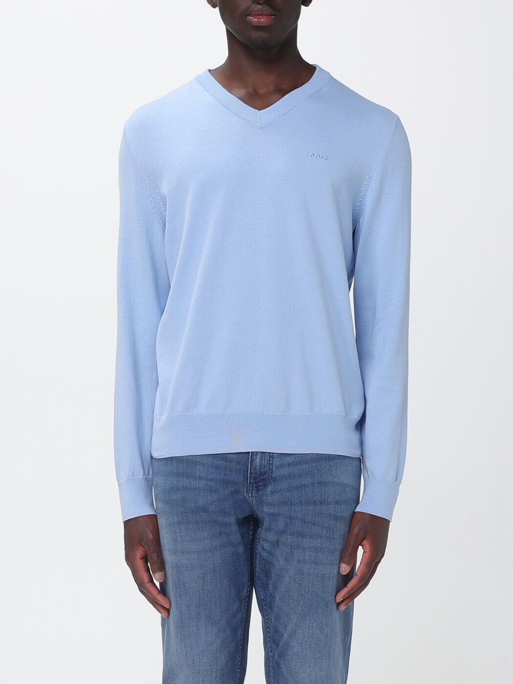 雇い主 BOSS プルオーバー 編み物御召しもの メンズ Knitwear 50556524 Gnawed Blue 関税 貨物輸送無料 2026SS gi