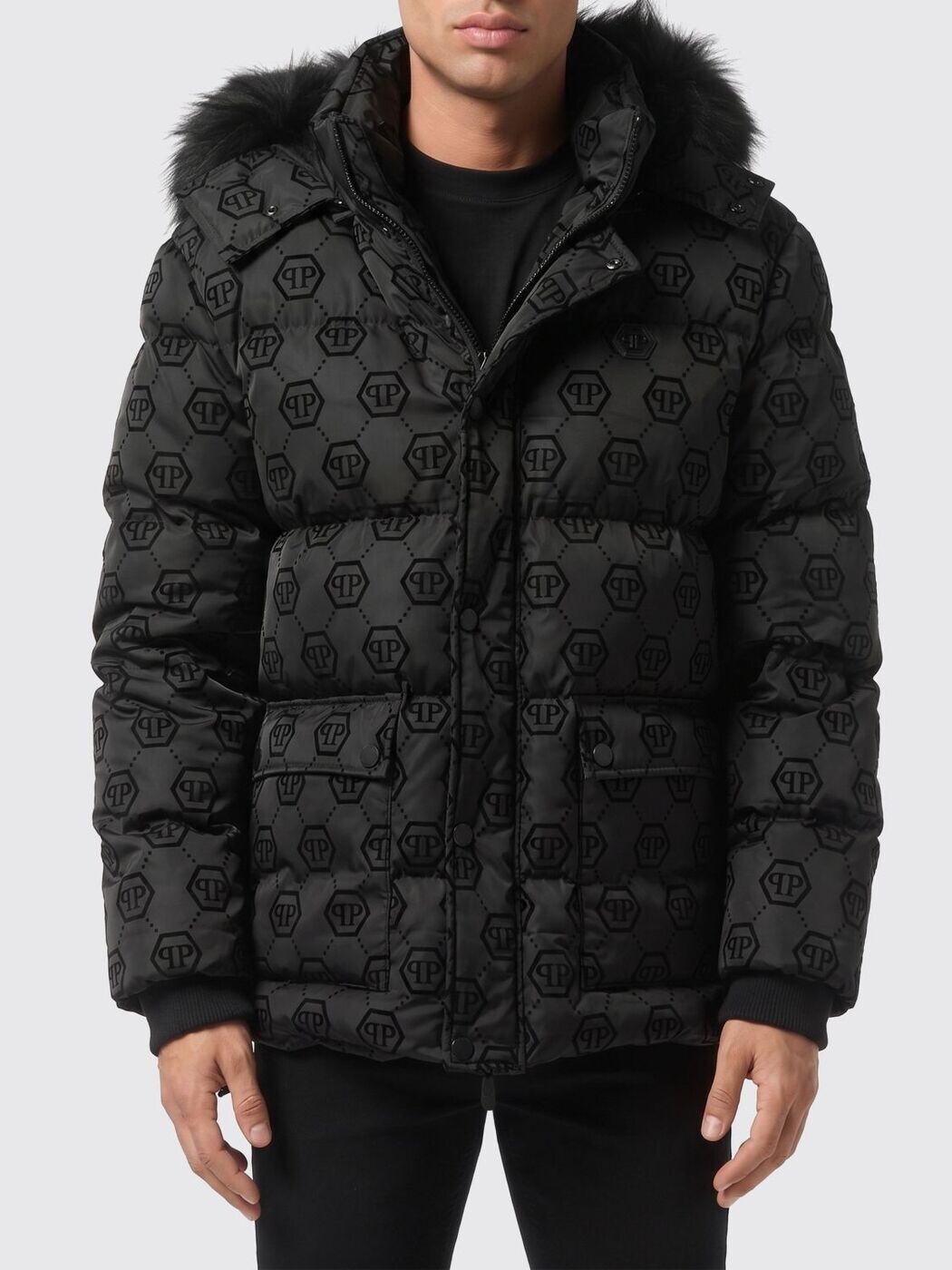 フィリップ 飾り気の無い PHILIPP PLEIN 上衣 メンズ 黒いこと Jackets AAECMRB2962PCO029F 関税 貨物輸送無料 2026SS gi