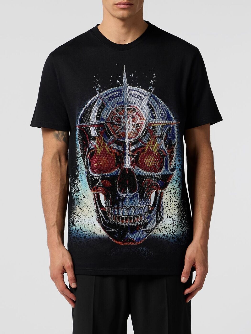 フィリップ 飾り気の無い PHILIPP PLEIN プルオーバー メンズ 黒いこと T-shirts SAFCMTK8873PJY002N 関税 貨物輸送無料 2026SS gi