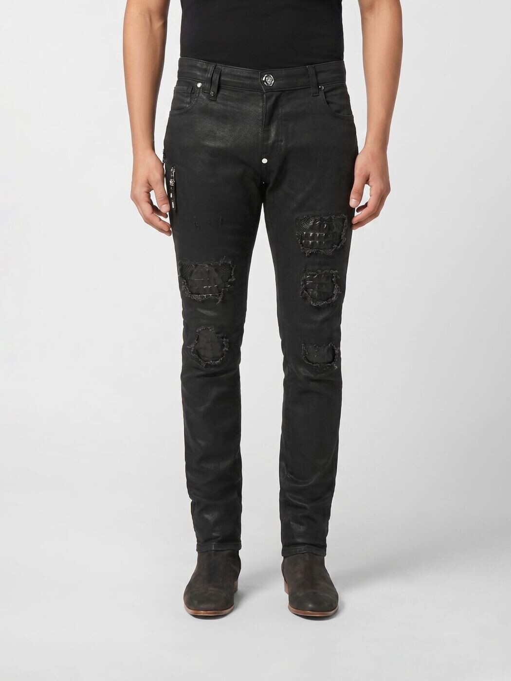 フィリップ 飾り気のない PHILIPP PLEIN ジーンズ メンズ 黒いこと Jeans AAECMDT4222PDE004N 関税 貨物輸送無料 2026SS gi