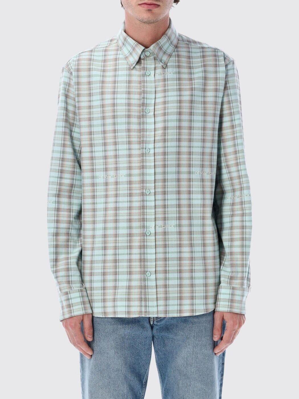 象牙色 OFF WHITE プルオーバー メンズ 緑であること Shirts OMGE04MS26FAB001 関税 貨物輸送無料 2026SS gi