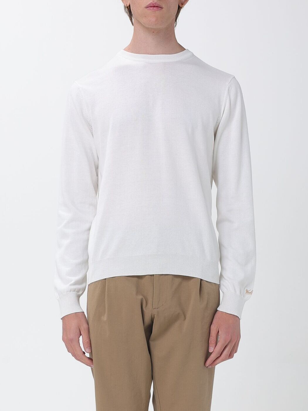 毛糸資産家 WOOLRICH スウェーター 編み物お召しもの メンズ 白いこと Knitwear CFWOKN0331MRUF0787 White 関税 貨物輸送無料 2026SS gi