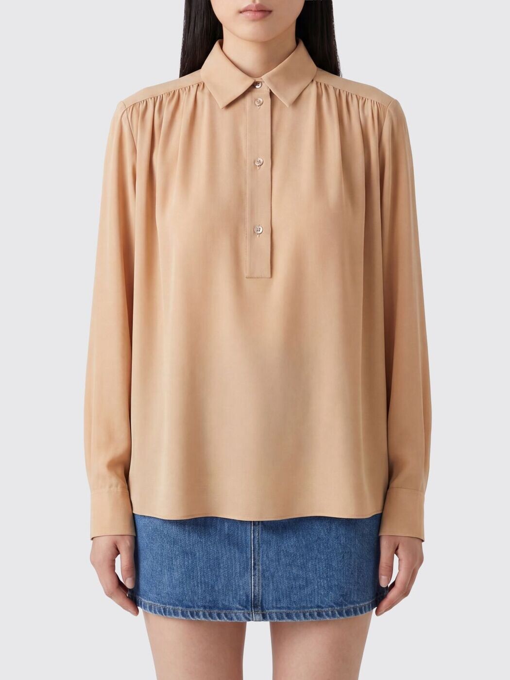 前日 サンローラン SAINT LAURENT PARIS プルオーバー レディース ベージュ Shirts 860987Y100W 関税 貨物輸送無料 2026SS gi