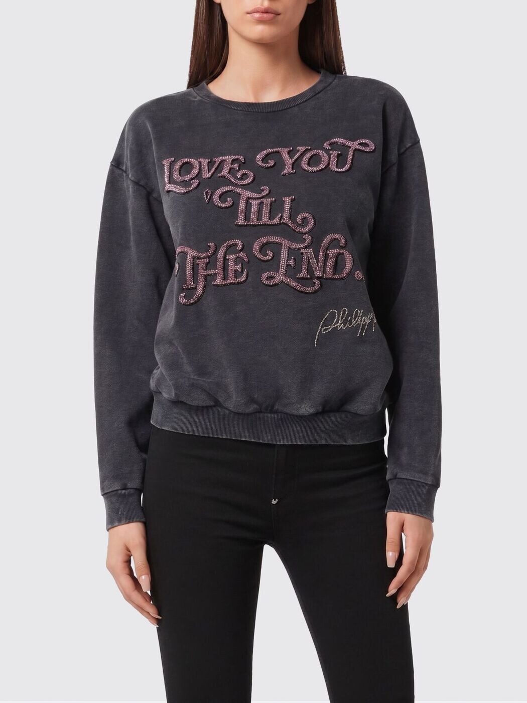 フィリップ飾り気のない PHILIPP PLEIN 調教師 レディース 黒いこと Sweatshirts AAECWJO1077PTE003N 関税 貨物輸送無料 2026SS gi