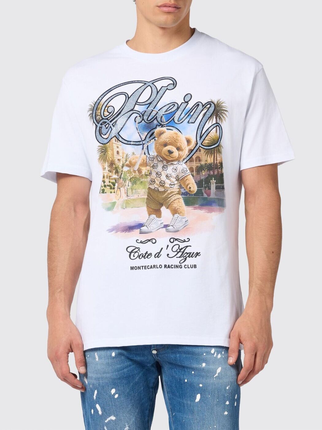 フィリップ 飾り気のない PHILIPP PLEIN ティーシャツ メンズ 白いこと T-shirts SAFCMTK8893PJY002N 関税 貨物輸送無料 2026SS gi