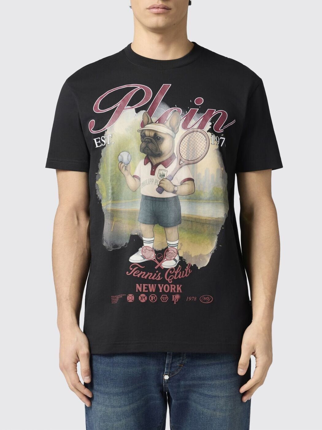 フィリップ 飾り気のない PHILIPP PLEIN ティーシャツ メンズ 黒いこと T-shirts PAFCMTK9006PJY002N 関税 貨物輸送無料 2026SS gi