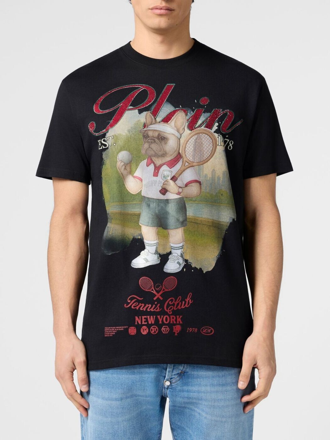 フィリップ 飾り気のない PHILIPP PLEIN ティーシャツ メンズ 黒いこと T-shirts PAFCMTK9072PJY002N 関税 貨物輸送無料 2026SS gi